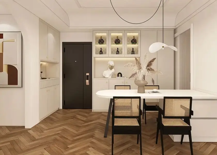 Cat Tembok Warna Cream di Ruang Makan